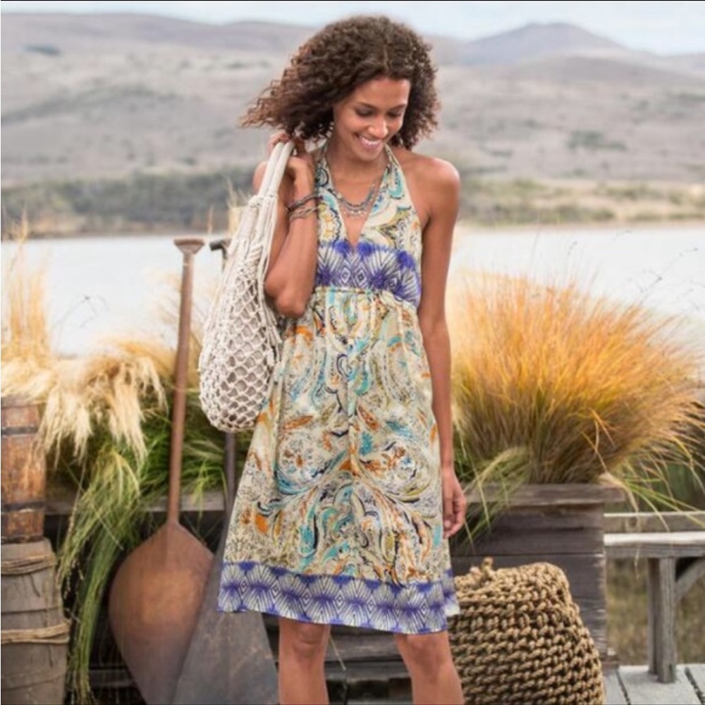 Sundance Giovanna Silk Cotton Blend Halter Dress